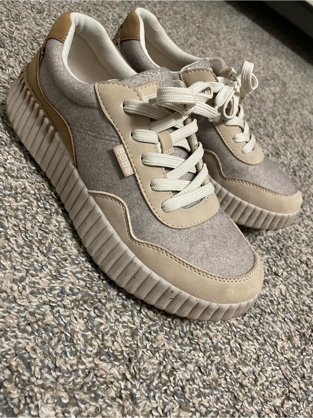 Skechers Women's Beige Taupe Platform Sneakers